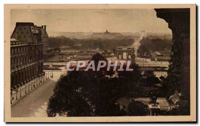 Old Postcard Paris Louvre Arc de Triomphe