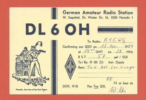 QSL AMATEUR RADIO CARD – HAMELIN, GERMANY – 1989 - PIED PIPER