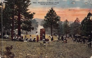 DENVER MOUNTIAN PARKS COLORADO~PICNICKING BERGEN PARK~1920 POSTCARD *DAMAGED* 