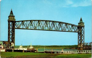 Railroad Bridge Over Cape Cod Canal Massachusetts Chrome Cancel WOB Postcard 