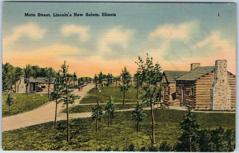 c1940s New Salem, IL Main Street Lincoln's Cabin Main St Miller-Kelso House A226