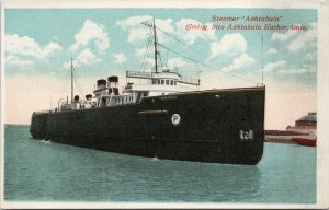 Steamer 'Ashtabula' OH Ashtabula Harbour Ship c1926 Postcard G60