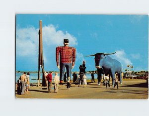 Postcard Paul Bunyan And Babe His Blue Ox Bemidji Minnesota USA