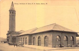 c.'07, Chicago Burlington & Quincy R.R. Depot,Jones Pub,Quincy, IL,Old Post Card