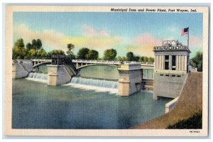 c1940s Municipal Dam And Powerplant Bridge Scene Fort Wayne IN Unposted Postcard