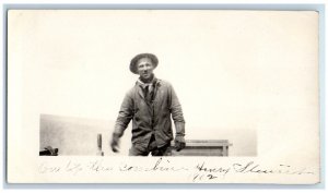 Grangeville North Dakota ND Postcard RPPC Photo Farmer On Top Of Combine Tractor