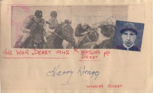 Harry Wragg 1942 WW2 Horse Jockey John Snagge Hand Signed Autograph