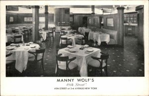 New York City NYC NY Manny Wolf's Restaurant 49th Street Vintage Postcard