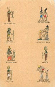 Postcard Egypt hierogliphs Hathor Nfith Menthu Ptah Sebek-Ra Heru Amen-Hetep