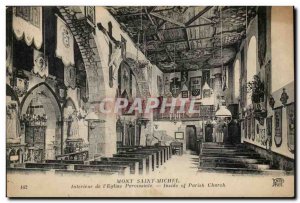 Normandy Mont Saint Michel Old Postcard Interior of & # 39eglise