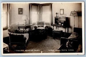 Black Hills SD Postcard RPPC Photo Coolidge Reading Room State Game Lodge c1940s