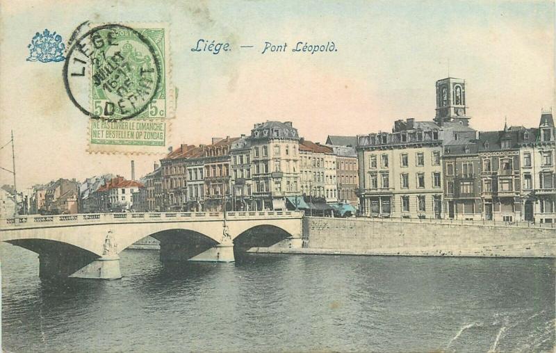 Belgium Liege Luik 1905 Leopold bridge postcard