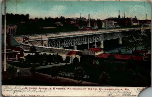 1907 PHILADELPHIA PA FAIRMONT PARK GIRARD AVE BRIDGE UNDIVIDED POSTCARD 25-254
