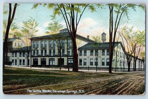 Saratoga Springs New York Postcard Textile Works Building Exterior 1910 Vintage