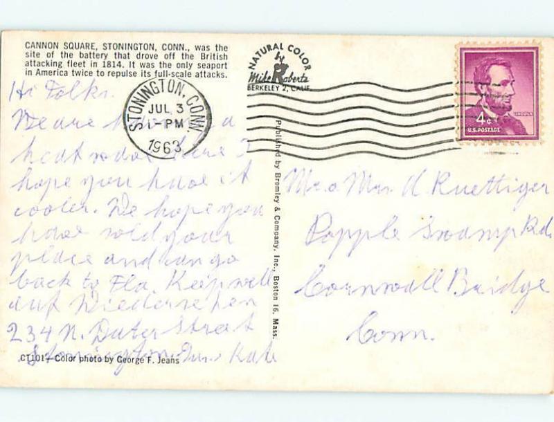 Vintage Post Card Cannon Square Seaport to repulse British Stonington  CT # 4722