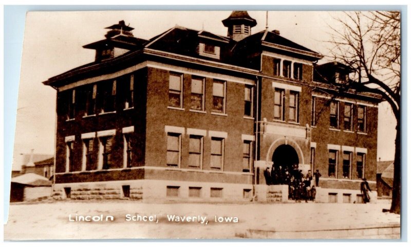 c1950 Lincoln School Exterior Building Waverly Iowa IA Vintage Antique Postcard