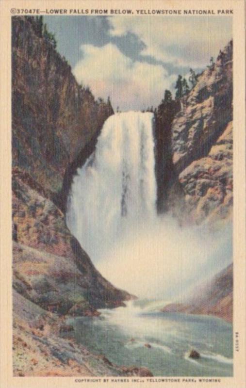 Lower Falls From Below Yellowstone National Park Curteich