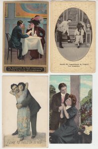 P2938,  4 good old days postcards couples romance collection 2 scans