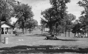 Willmar Minnesota~Robins Island Park~People @ Picnic Bench~Firepit~1954 RPPC