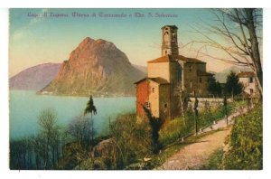 Switzerland - Lake Lugano. Castaganola Church & Mt. San Salvatore