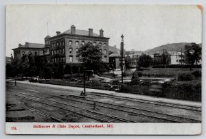 Cumberland MD Baltimore & Ohio Railroad Depot Station Maryland Postcard H41