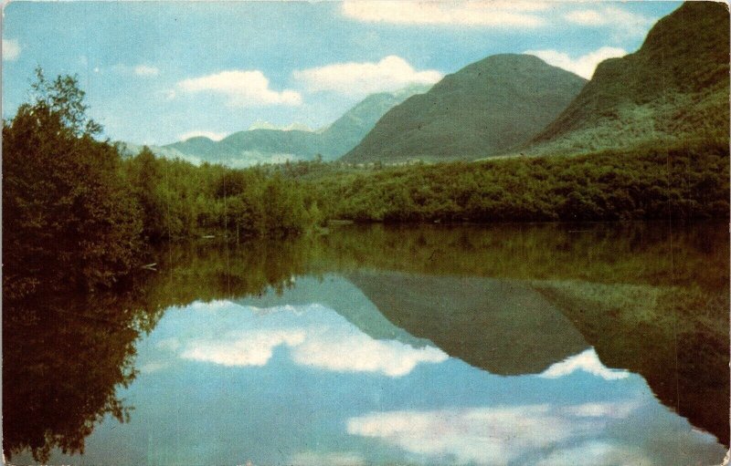 Anchorage Western Alaska AK Mountains Lake Reflection Postcard VTG UNP 76 Union  