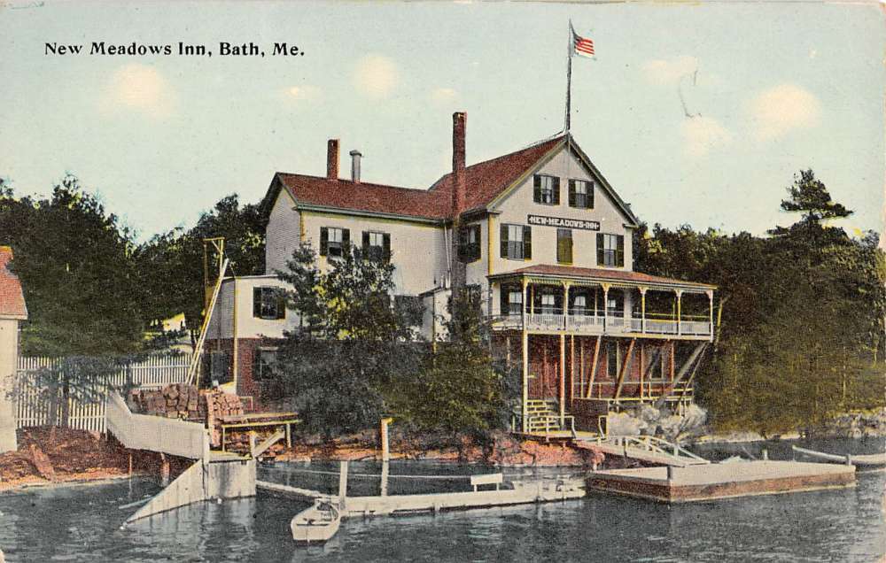 Bath Maine New Meadows Inn Waterfront Antique Postcard K26820 United