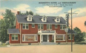 Burnetts Hotel Restaurant roadside Elizabethtown Kentucky Teich Postcard 13086
