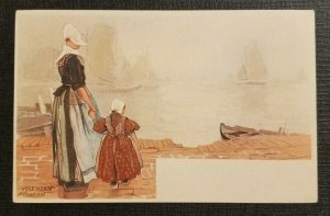 Volendam Hlassiers Netherlands Illustrated Postcard Ships Boats