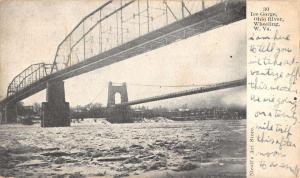 Wheeling West Virginia Ice Gorge Ohio River Bridge Antique Postcard K27301