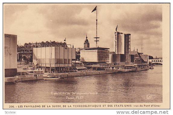 Les Pavillons de la Suede, De la Tchecoslovaquie et des etats-Unis, Expositio...