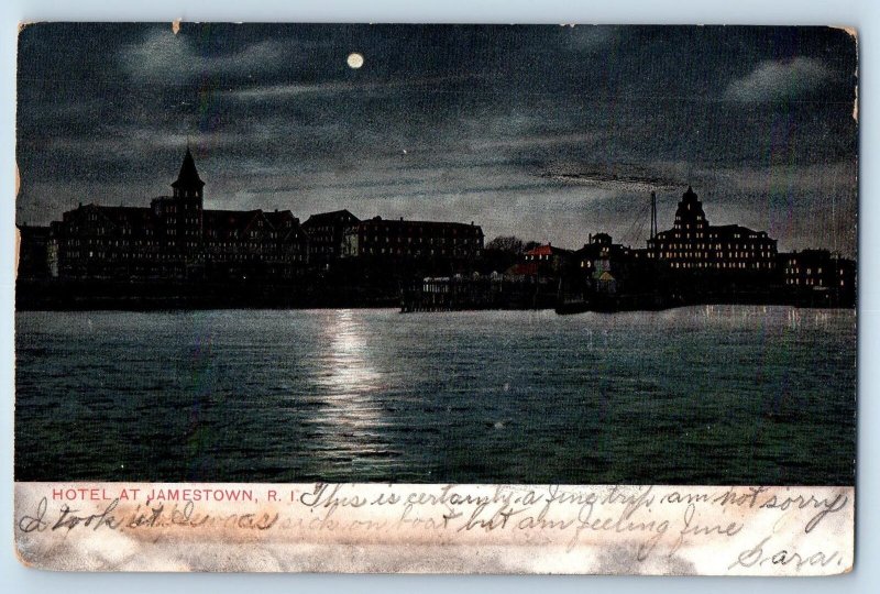 1906 Hotel & Restaurant Moonlight Reflection Jamestown Rhode Island RI Postcard