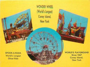 Postcard New York Brooklyn Wonder wheel Coney Island Ferris Wheel 23-10144