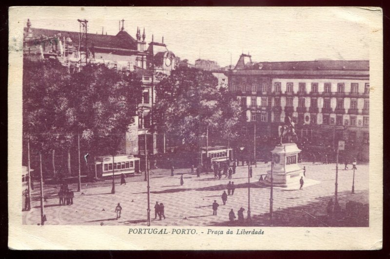 dc1636 - PORTUGAL Porto Postcard 1924 Praca da Liberdade