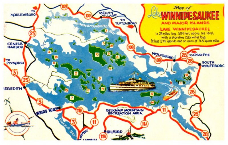 New Hampshire Lake Winnipesaukee  Map