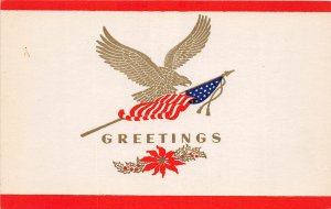 G32/ Patriotic Postcard c1910 Gold Eagle Flag Greetings Simple 5