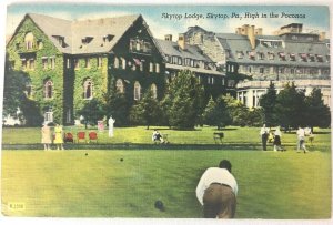 Postcard Poconos Skytop PA Skytop Lodge Vintage Lawn Games Croquet  Posted