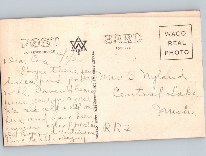 c1922 Red Boy Mine Baker Oregon OR RPPC Real Photo Postcard