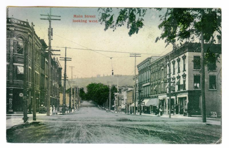 Elk Creek to Copenhagen, New York 1908 Postcard, Main Street, Doane Cancel