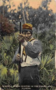 Seminole Native American Indian Hunter Florida Everglades 1913 postcard