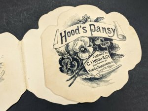 c1880s-90s C.I Hood's Pansy Sarsaparilla Booklet Trade Card Flower Quack Drug 5Q