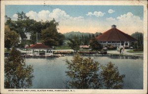 Pawtucket Rhode Island RI Boat House Slater Park Vintage Postcard