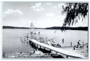 The Beach Waushara Resort Silver Lake Wautoma Wisconsin WI RPPC Photo Postcard
