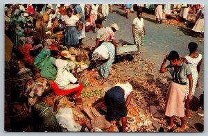 Jamaica West Indies   Market Scene   Postcard