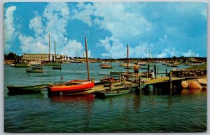 Falmouth Massachusetts 1971 Postcard Falmouth Yacht Club Boats Dock