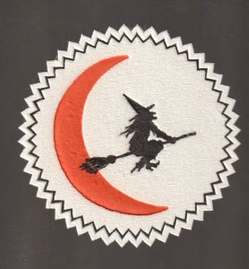 Vintage HALLOWEEN c1960s STICKER WITCH Flying Broom Moon HALLMARK Ex Carpentier