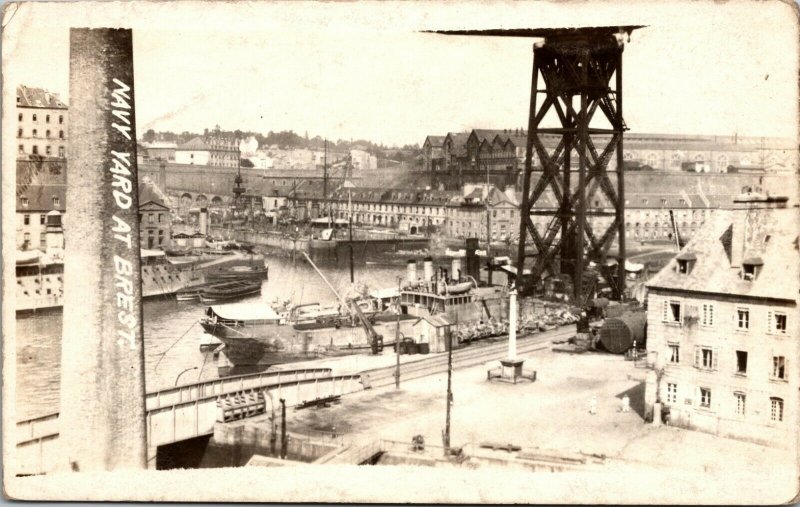 RARE - Brest France 1900s - Military Navy Yard  RPPC Photo Postcard AZO