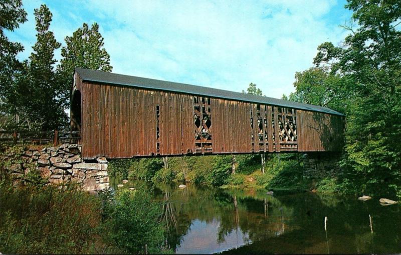 New Hampshire Milford Covered Bridge Across Souhegan River