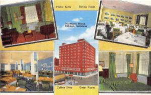 B59/ Billings Montana Mt Postcard Linen Northern Hotel 5View Interior Coffee