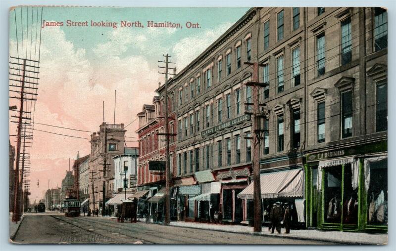 Postcard Canada Ontario Hamilton James Street Looking North 1908 View Q11